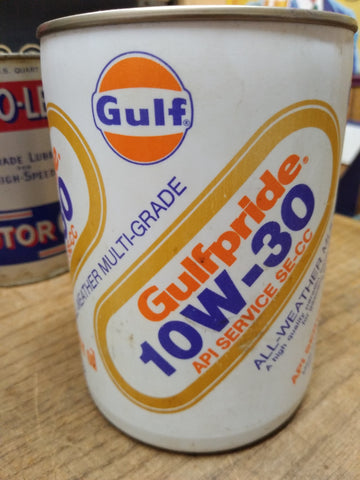 Vtg 1 Qt Gulfpride Motor Oil 10W 30 All Weather Multi Grade Full Plastic Can