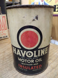Vtg 1 Quart 1940's Havoline Motor Oil FULL Solder Seam Tin Can Indian Refinery