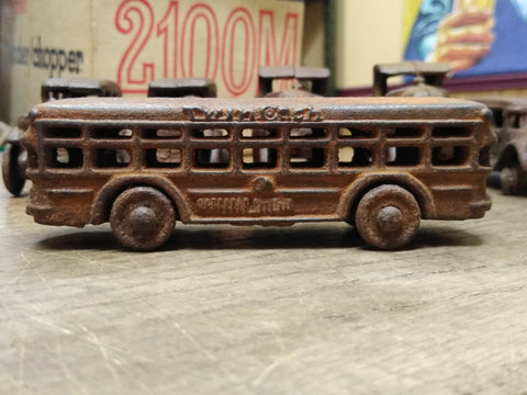 Vtg Cast Iron Twin Coach Bus Toy Dent Arcade AC Williams Hubley? 5 inches