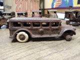 Vtg Cast Iron Taxi Limo Bus Toy Hubley Arcade AC Williams Dent? 5" White Tires