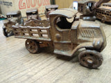 Vtg Cast Iron C Cab Stake Bed Truck Toy AC Williams Arcade? 5" Artillery Wheels!
