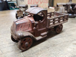 Vtg Cast Iron C Cab Stake Bed Red Truck Toy AC Williams? 5" Artillery Wheels!