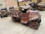 Vtg Cast Iron C Cab Stake Bed Red Truck Toy AC Williams? 5" Artillery Wheels!