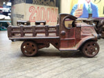 Vtg Cast Iron C Cab Stake Bed Red Truck Toy AC Williams? 5" Artillery Wheels!