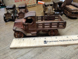 Vtg Cast Iron C Cab Stake Bed Red Truck Toy AC Williams? 5" Artillery Wheels!