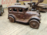 Vtg Cast Iron Red Coupe Car Toy AC Williams Arcade Dent Hubley? 4" Steel Wheels!