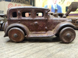 Vtg Cast Iron Red Coupe Car Toy AC Williams Arcade Dent Hubley? 4" Steel Wheels!