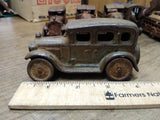 Vtg Cast Iron Blue Coupe Car Toy Arcade AC Williams Hubley? 4" Steel Wheels!