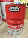 Vtg 1 US Quart Agway Premium SAE 10W 30 Motor Oil Metal Can