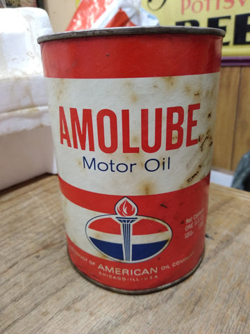 Vtg 1 Quart Paper Can Amoco Amolube SAE 30W Motor Oil American Oil Company