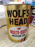 Vtg 1 Quart Paper Can Wolfs Head Multi Duty Motor Oil 10W 20W 30 Oil City Pa
