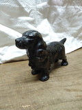 Vtg Cast Iron Black Cocker Spaniel Dog Figurine Paper Weight Possible Hubley