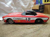 Vtg 1960's Cragstan Chevrolet Corvette #12 Champion Pure Friction Litho Toy Car