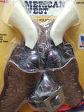 VTG NOS Tootsie toy AMERICAN WEST Double Holster Die Cast toy Cap Guns w/Belt