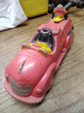 Vtg 1930's Walt Disney Prod Sun Rubber? Mickey Mouse Donald Duck Red Fire Truck