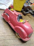 Vtg 1930's Walt Disney Prod Sun Rubber? Mickey Mouse Donald Duck Red Fire Truck
