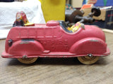 Vtg 1930's Walt Disney Prod Sun Rubber? Mickey Mouse Donald Duck Red Fire Truck