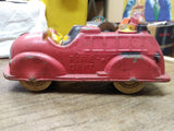 Vtg 1930's Walt Disney Prod Sun Rubber? Mickey Mouse Donald Duck Red Fire Truck