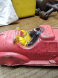 Vtg 1930's Walt Disney Prod Sun Rubber? Mickey Mouse Donald Duck Red Fire Truck