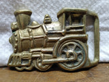 Vtg Solid Brass Steam Locomotive Railroad Train Belt Buckle Nice Shape