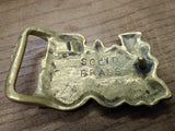 Vtg Solid Brass Steam Locomotive Railroad Train Belt Buckle Nice Shape