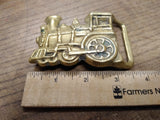 Vtg Solid Brass Steam Locomotive Railroad Train Belt Buckle Nice Shape