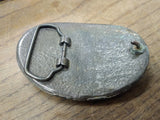 Vtg Oval 3.5" Steam Locomotive Railroad Train Brass Belt Buckle in Nice Shape!