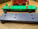 Vtg Lionel O Gauge 3 Pc Train Car Lot SP 6257 Caboose C&O 9157 PC 9158 Flat Beds