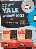 Vtg Yale Window Lock L113 Card Board Counter Display Card w/5 Locks Good Shape!
