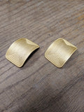 Vtg Norma Jean Gold Tone Clip On Textured Chunky Rectangular Earrings Very Nice!
