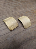 Vtg Norma Jean Gold Tone Clip On Textured Chunky Rectangular Earrings Very Nice!
