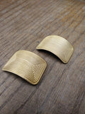 Vtg Norma Jean Gold Tone Clip On Textured Chunky Rectangular Earrings Very Nice!