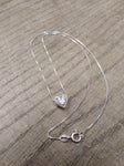 Vtg 925 Sterling and Clear Stone CZ? Heart Necklace 17 Inch Very Nice!