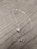 Vtg 925 Sterling and Clear Stone CZ? Heart Necklace 17 Inch Very Nice!