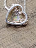 Vtg 925 Sterling and Clear Stone CZ? Heart Necklace 17 Inch Very Nice!