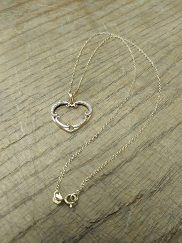 Vtg 925 Sterling Vermeil Open Heart Necklace 17 Inch Very Nice!