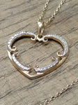 Vtg 925 Sterling Vermeil Open Heart Necklace 17 Inch Very Nice!