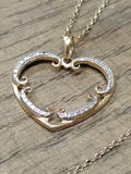 Vtg 925 Sterling Vermeil Open Heart Necklace 17 Inch Very Nice!