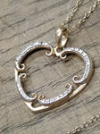 Vtg 925 Sterling Vermeil Open Heart Necklace 17 Inch Very Nice!