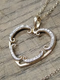Vtg 925 Sterling Vermeil Open Heart Necklace 17 Inch Very Nice!