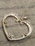 Vtg 925 Sterling Vermeil Open Heart Necklace 17 Inch Very Nice!