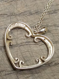Vtg 925 Sterling Vermeil Open Heart Necklace 17 Inch Very Nice!
