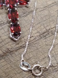 Vtg 925 Sterling and Garnet Crucifix Necklace 18 Inch Stunning!