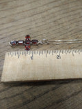 Vtg 925 Sterling and Garnet Crucifix Necklace 18 Inch Stunning!