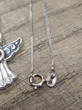Vtg 925 Sterling and Amethyst? Angel Pendant Necklace 17 Inch Very Nice!