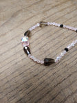 Vtg 925 Sterling w/Pink Black Faceted Glass Smokey Quartz? 16" Toggle Necklace
