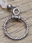 Vtg 925 Sterling w/Pink Black Faceted Glass Smokey Quartz? 16" Toggle Necklace