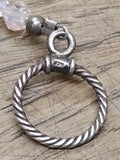Vtg 925 Sterling w/Pink Black Faceted Glass Smokey Quartz? 16" Toggle Necklace