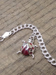 Vtg 925 Sterling Silver 7 Inch Charm Bracelet w/Cheerleader and Ladybug Charms!