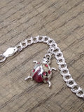 Vtg 925 Sterling Silver 7 Inch Charm Bracelet w/Cheerleader and Ladybug Charms!